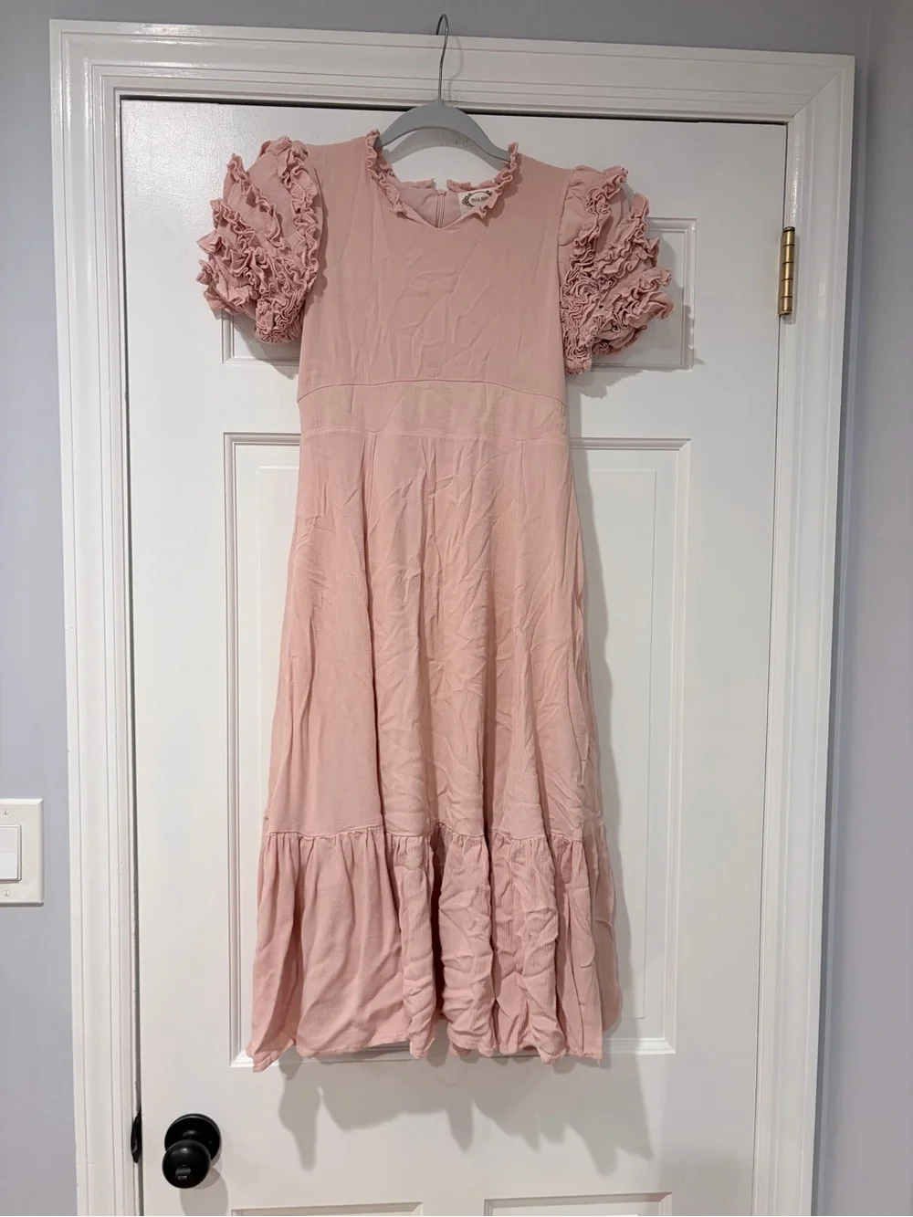 Mia Joy Girls Pink Ruffle Sleeve Dress – Size 10